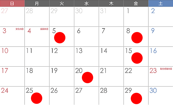 ゴトー日のカレンダー