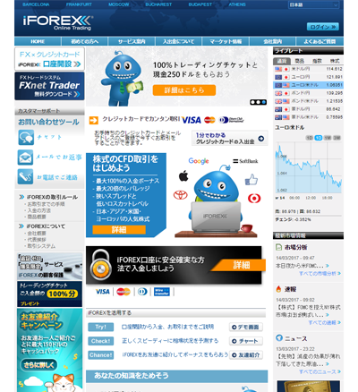 海外FX業者iforexのWEBサイト画像